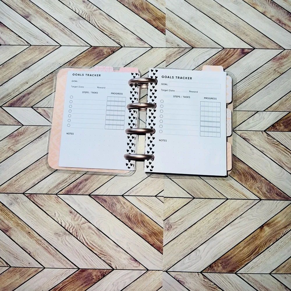 Happy planner micro size notes monthly and weekly layout Rose Golg Quartz floral
